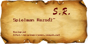 Spielman Rezső névjegykártya
